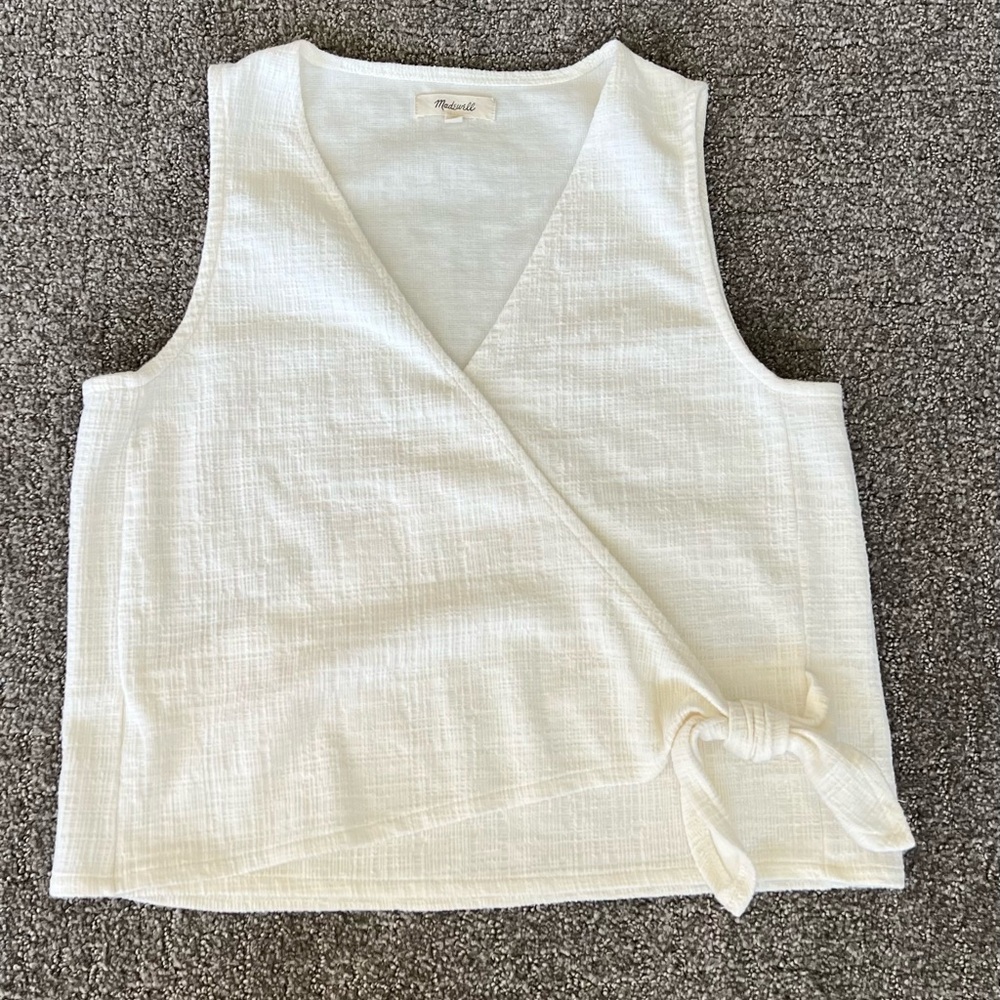 Madewell Texture & Thread Women's Wrap-Tie Tank Top Cream Ivory Size XS